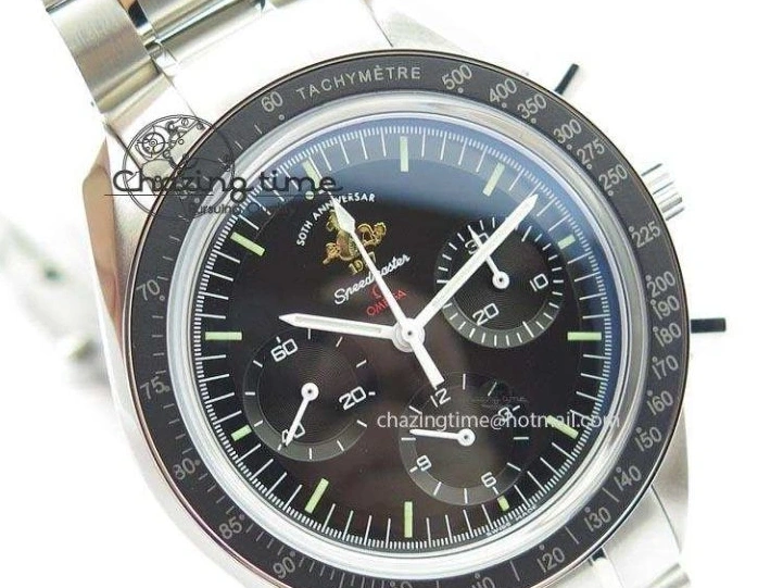 0419 Refined Speedmaster 50th Anniversary Black Dial On SS Bracelet 8232